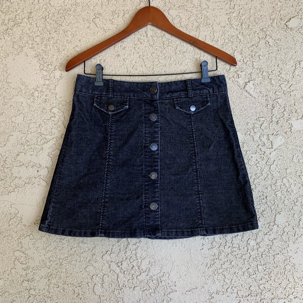 BDG Black Button Mini Denim Skirt